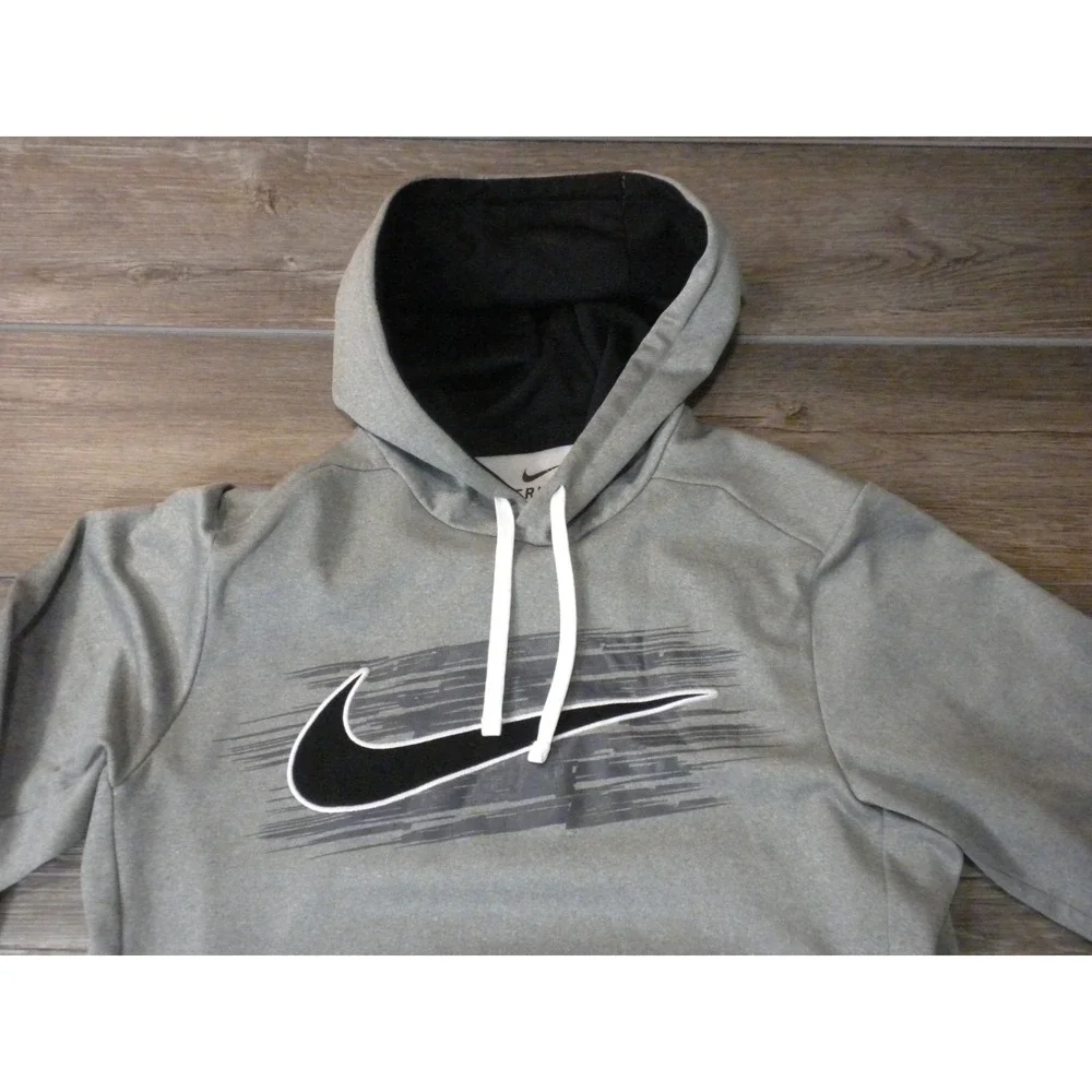 Nike Hoodie Sweatshirt Mens S Gray KO Center Swoosh Therma Fit Fleece Pullover